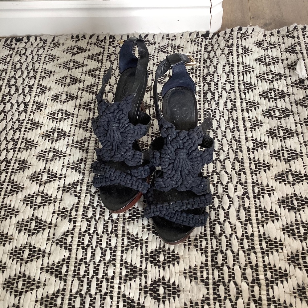 Tory Burch Blue Heels/ Sandal Open Toe Size 6.5